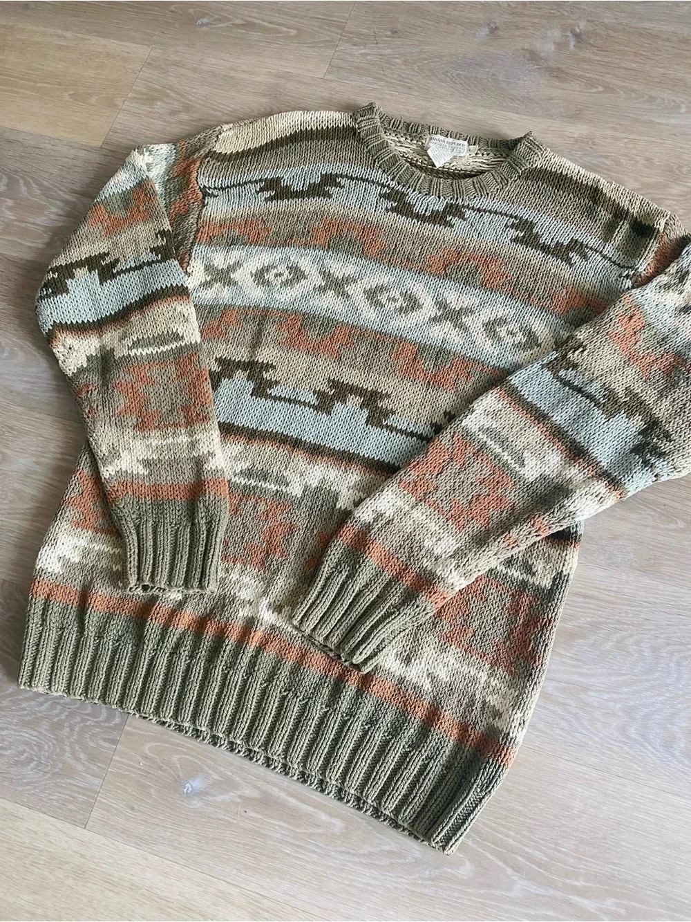 Vintage Safari Banana Republic Silk Sweater Aztec Western Knit Sweater L
